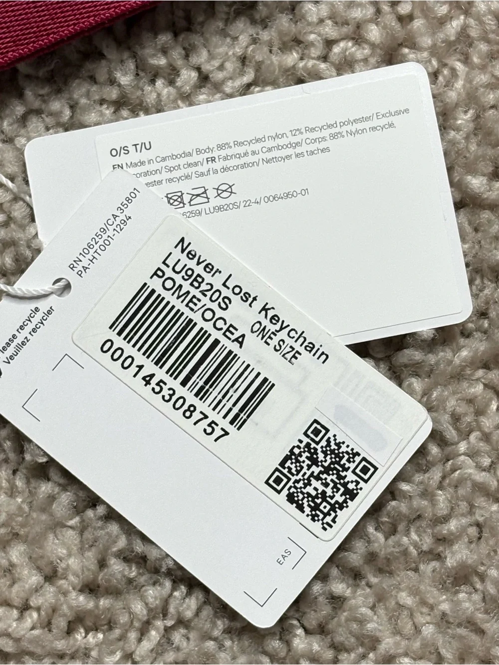 Lululemon Never Lost Keychain